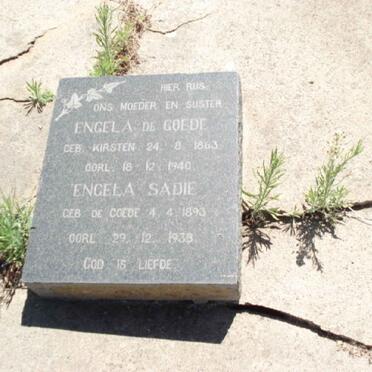 GOEDE Engela, de nee KIRSTEN 1863-1940 :: SADIE Engela nee DE GOEDE 1893-1938