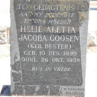 GOOSEN Helie Aletta Jacoba nee BESTER 1899-1959