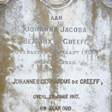 GREEFF Johannes Gerhardus, de 1917 &amp; Johanna Jacoba Beatrix -1909