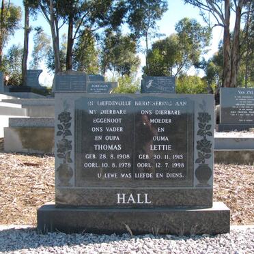 HALL Thomas 1908-1978 &amp; Lettie 1913-1998