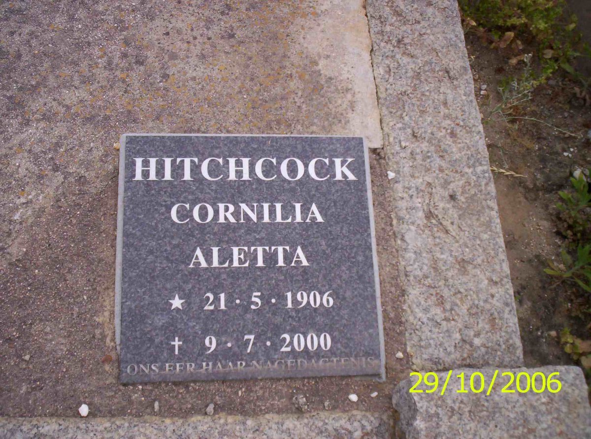 HITCHCOCK Cornilia Aletta 1906-2000