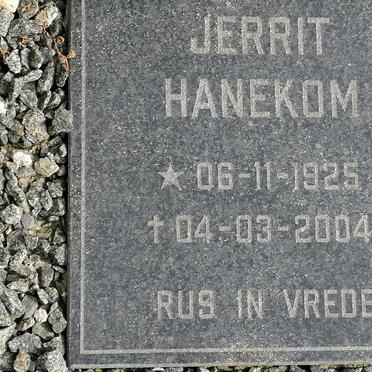HANEKOM Jerrit 1925-2004