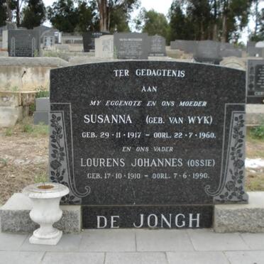 JONGH Lourens Johannes, de 1910-1990 &amp; Susanna VAN WYK 1917-1960