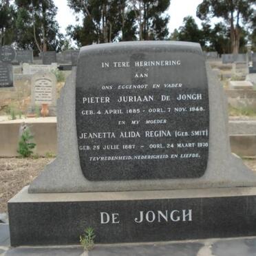 JONGH Pieter Juriaan, de 1885-1948 &amp; Jeanette Alida Regina SMIT 1887-1978