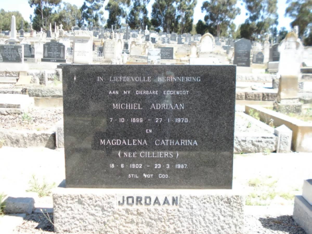 JORDAAN Michiel Adriaan 1899-1970 &amp; Magdalena Catharina CILLIERS 1902-1987