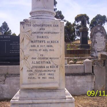 KOCK Daniel Matthys, de 1859-1910 &amp; Albertina Johanna REDELINGHUYS 1865-1952