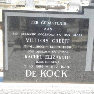 KOCK Villiers Greeff, de 1903-1966 &amp; Rachel Elizabeth NELSON 1899-1984
