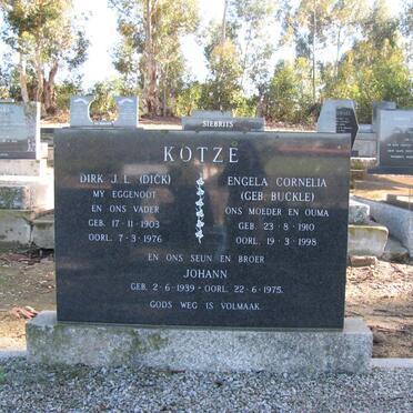 KOTZE Dirk J.L 1903-1976 &amp; Engela Cornelia BUCKLE 1910-1998 :: KOTZE Johann 1939-1975