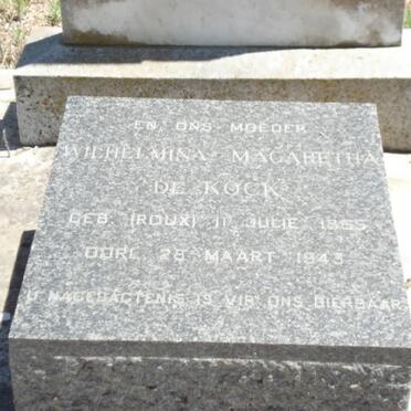 KOCK Wilhelmina Margaretha, de  nee ROUX 1865-1943