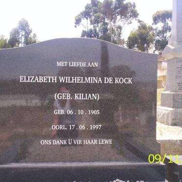 KOCK Elizabeth Wilhelmina, de nee KILLIAN 1905-1997