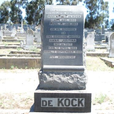 KOCK Marthinus, de 1850-1915 &amp;  Anna Justina DU TOIT 1866-1950