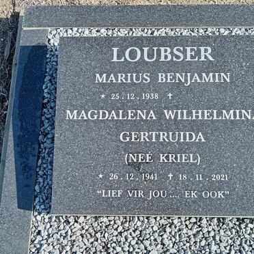 LOUBSER Marius Benjamin 1938- &amp; Magdalena Wilhelmina Gertruida KRIEL 1941-2021