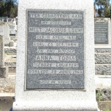 LOUW Melt Jacobus 1881-1944 &amp; Anna Tobia LOUBSER -1963