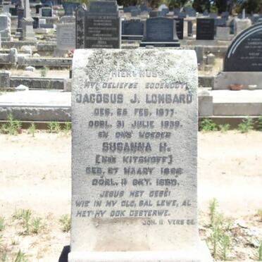 LOMBARD Jacobus J. 1877-1957 &amp; Susanna H. KITSHOFF 18??-19?0