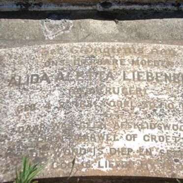 LIEBENBERG Alida Aletta nee KRUGER 1881-1945