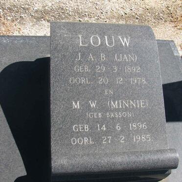 LOUW J.A.B. 1892-1978 &amp; M.W. BASSON 1896-1985