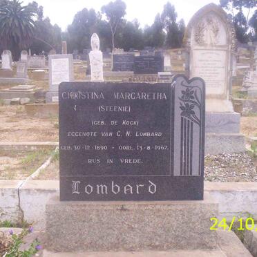 LOMBARD Christina Margaretha neé DE KOCK 1890-1967
