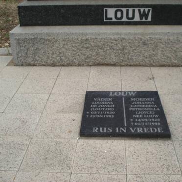 LOUW Lourens de Jongh 1920-1995 &amp; Johanna Catherina Petronella LOUW 1928-1996