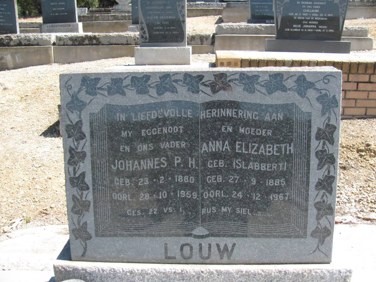 LOUW Johannes P.H. 1880-1959 &amp; Anna Elizabeth SLABBERT 1885-1967