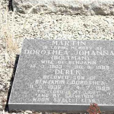 MARTIN Dorothea Johanna nee BOLTMAN 1903-1988 :: MARTIN Derek 1932-1990