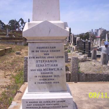 MERWE Stephanus Sebastiaan, van der 1897-1926