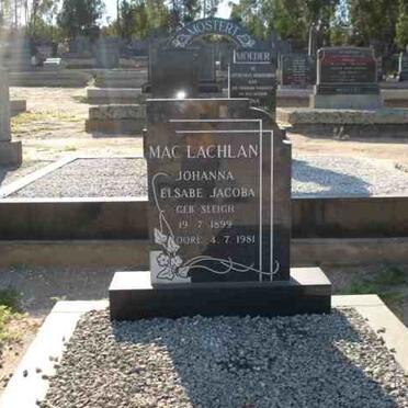 MACLACHLAN Johanna Elsabe Jacoba nee SLEIGH 1899-1981