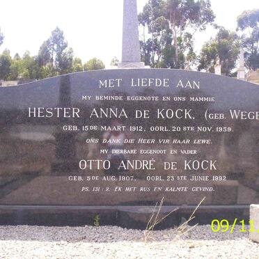 OTTO André de Kock 1907-1992 &amp; Hester Anna WEGE 1912-1959