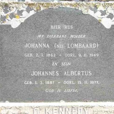 O'KENNEDY Johanna nee LOMBARD 1862-1949 :: O'KENNEDY Johannes Albertus 1887-1977