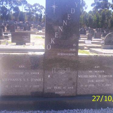 O'KENNEDY Stephanus S.L. 1893-1977 &amp; Wilhelmina D. KOTZÉ 1898-1983