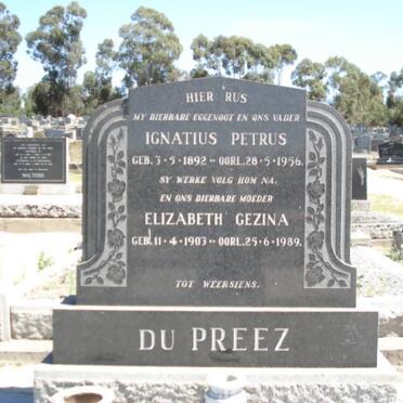 PREEZ Ignatius Petrus, du 1892-1956 &amp; Elizabeth Gezina 1903-1989