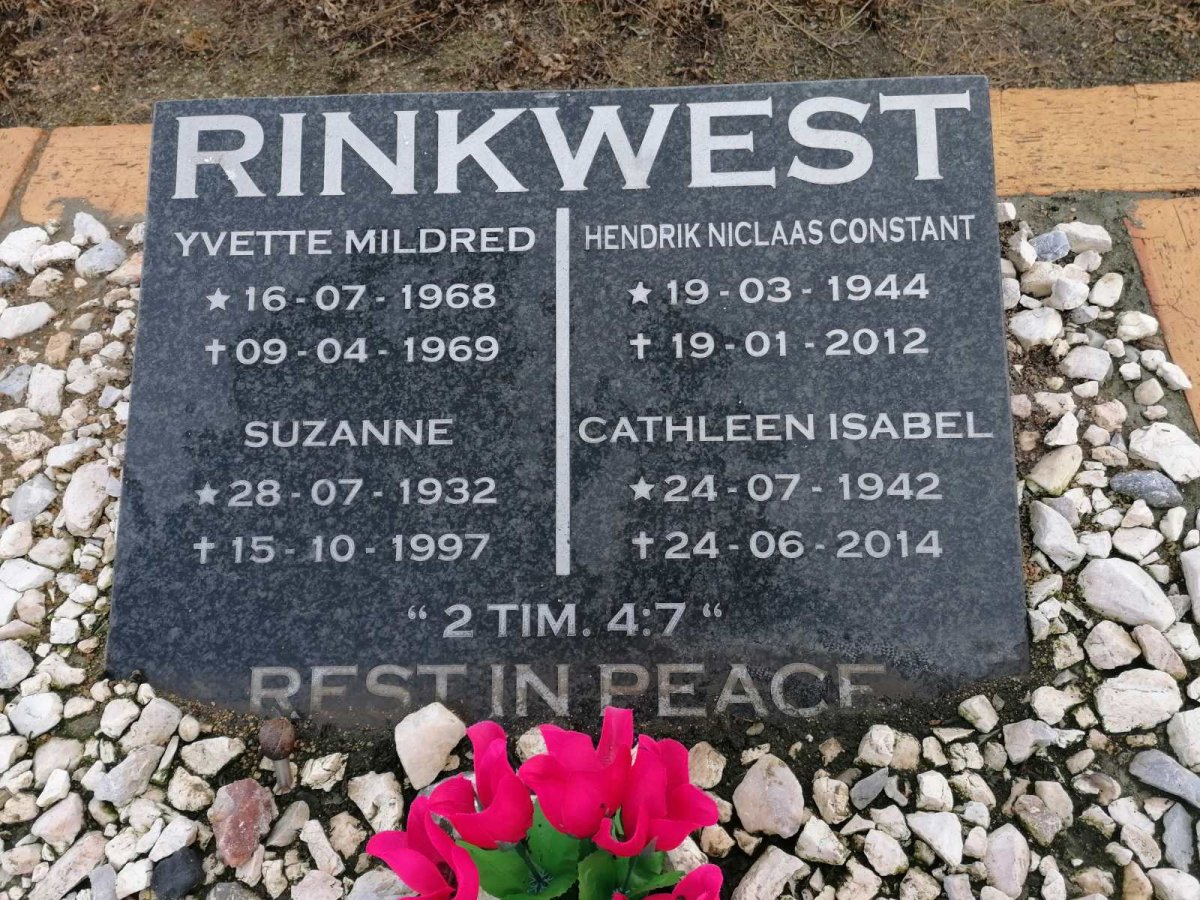 RINKWEST Hendrik Niclaas Constant 1944-2012 &amp; Cathleen Isabel 1942-2014 :: RINKWEST Yvette Mildred 1968-1969