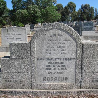 ROSSOUW Paul Louw 1882-1954 &amp; Mary Charlotte LOMBARD 1881-1959