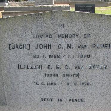 RENEN John G.M. 1882-1960 &amp; R.M.C. SMUTS 1886-1972