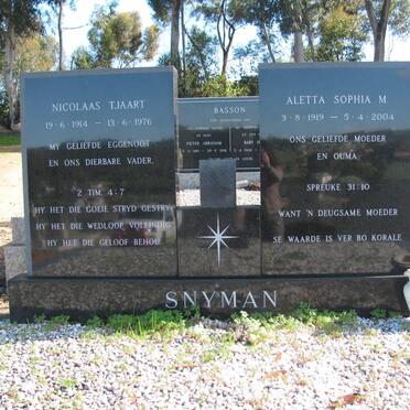 SNYMAN Nicolaas Tjaart 1914-1976 &amp; Aletta Sophia M. 1919-2004