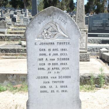 SCHOOR Jan A., van 1863-1939 &amp; E. Johanna TRUTER 1861-1933 :: VAN SCHOOR Josina nee TRUTER 1868-1951