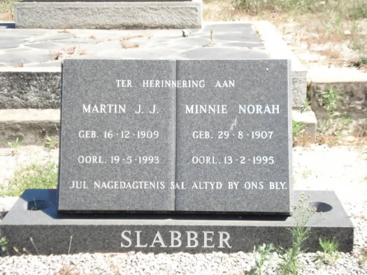 SLABBER Martin J.J. 1909-1993 &amp; Minnie Norah 1907-1995