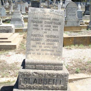 SLABBERT Hendrik Christiaan 1850-1905 &amp; Martha Hendrika Albert Johanna DE JONGH 1858-1940