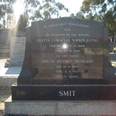 SMIT Gideon Jacobus Nicolaas 1892-1973 &amp; Aletta Cornelia Sophia KOTZE 1894-1965