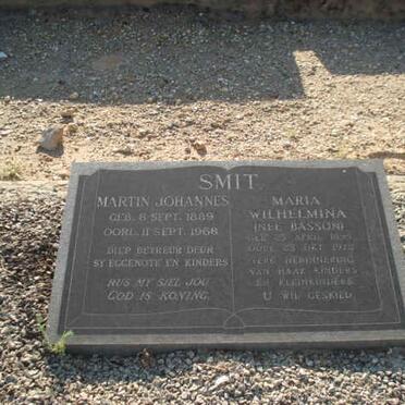 SMIT Martin Johannes 1889-1968 &amp; Maria Wilhelmina BASSON  1895-19??