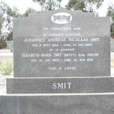 SMIT Johannes Andreas Nicolaas 1894-1960 en Elizabeth Maria STEYN 1905-1970
