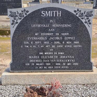 SMITH Everhardus Jacobus 1902-1966 en Maria Elizabeth Johanna VAN SCHALKWYK 1909-2000