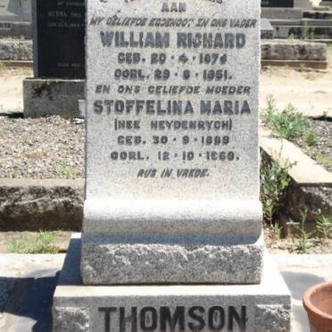 THOMSON William Richard 1878-1951 &amp; Stoffelina Maria HEYDENRYCH 1889-1969