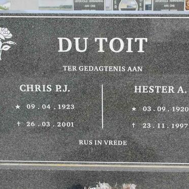 TOIT Chris P.J., du 1923-2001 &amp; Hester A. 1920-1997