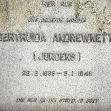 ? Gertruida Andrewnetta nee JURGENS 1889-1948