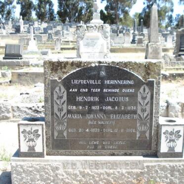 WESTHUIZEN Hendrik Jacobus, van der 1872-1930 &amp; Maria Johanna Elizabeth WALTERS 1878-1956