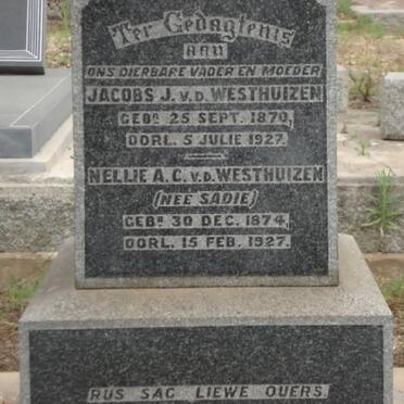 WESTHUIZEN Jacobs J., van der 1870-1927 &amp; Nellie A.C. SADIE 1874-1927