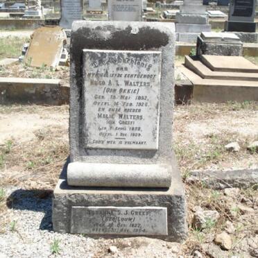 WALTERS Hugo A.L.1852-1926 &amp; Malie 1872-1929 GREEF :: GREEF Susanna S.J. nee LOUW 1827-1904