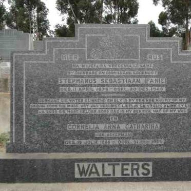 WALTERS Stephanus Sebastiaan 1878-1940 &amp; Cornelia Anna Catharina ACKERMAN 1888-195?