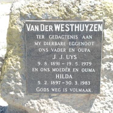 WESTHUIZEN J.J. Uys, van der 1891-1979 &amp; Hilda 1897-1983