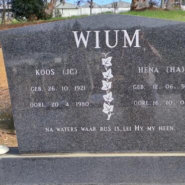 WIUM J.C. 1921-1980 &amp; H.A. 1930-2007